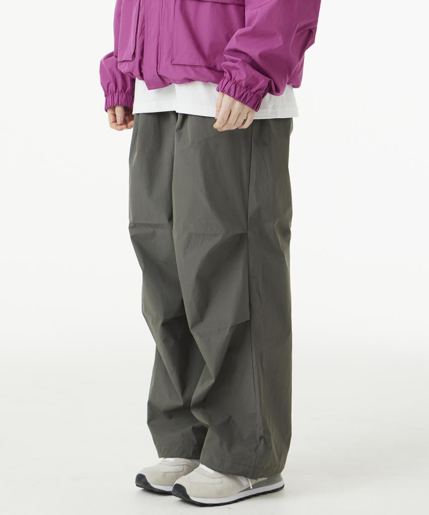 URBANAGE Waterproof Single-Pleat Parachute Wide Pants_Gray