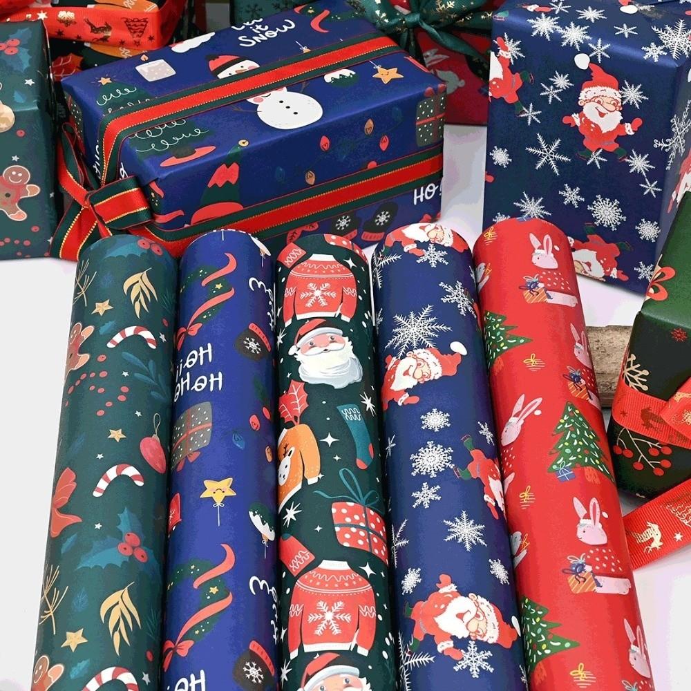 5PCS Santa Christmas Wrapping Paper Assorted Christmas Theme Gift Wrap Sheet  Bouquet Wrapping