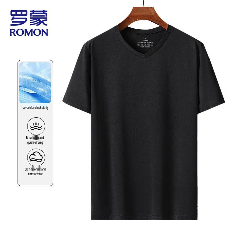 Romon Men's Ice Silk Quick-Dry V-Neck T-Shirt