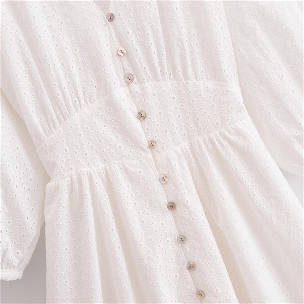 2025 Spring/Summer Women's Slim V-Neck Embroidered Dress