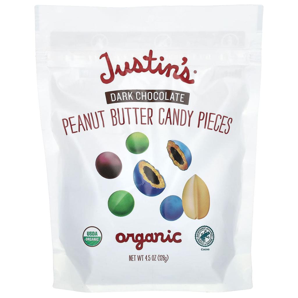 Justin's Nut Butter Organic Peanut Butter Candy Pieces, Dark Chocolate, 4.5 Oz (128 G)