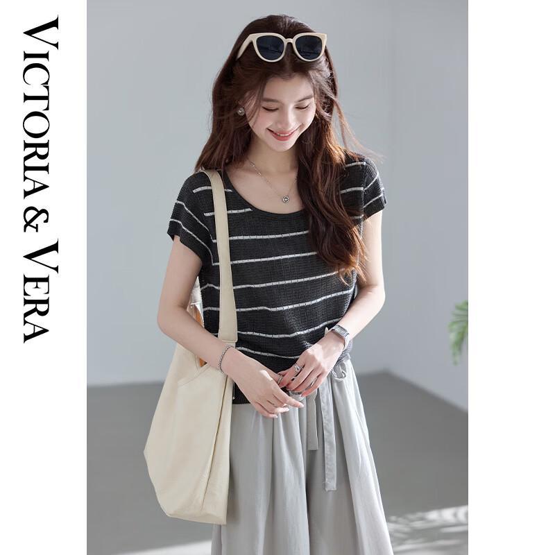 

VICTORIA&VERA Women s Striped Short Sleeve T-Shirt XL