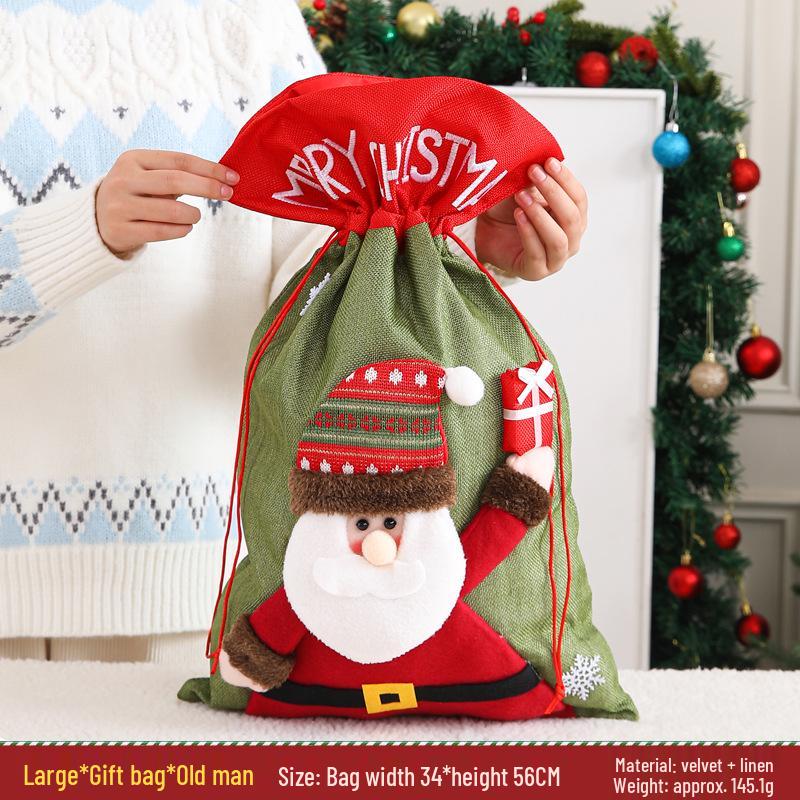 Large Santa Claus Christmas Eve Gift Bag with Pocket for Decorations