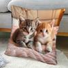 1pc, Two Funny-looking Kitten Pillowcases Sitting On a Pink Blanket, Single-sided 2D Printing, No Padding, 18 * 18 Inches, Country Style