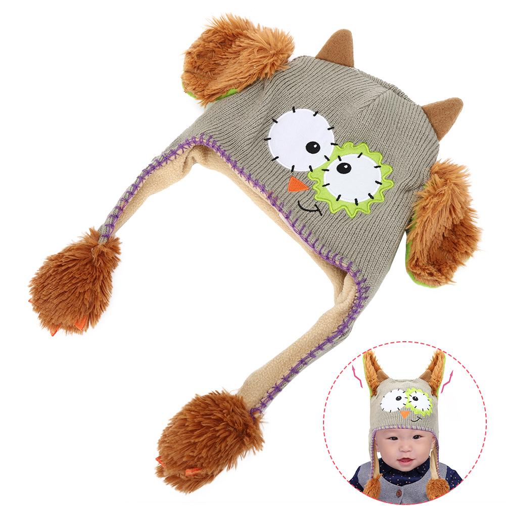 Knitting Wool Cute Hat Moving Ears Story Telling Funny Toy Cap for Children BabyGray
