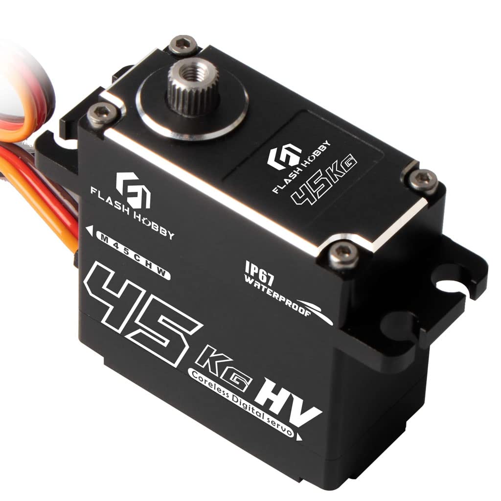 FLASH HOBBY 45Kg Full Waterproof Coreless Servo Motor Standard 180 Degree HV 8.4V High Torque RC Digital Servo for RC Car DIY Truck Robot Parts