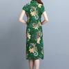 Lady Cheongsam Chinese Style Vintage Stand Collar High Split Summer Qipao for Stage Show