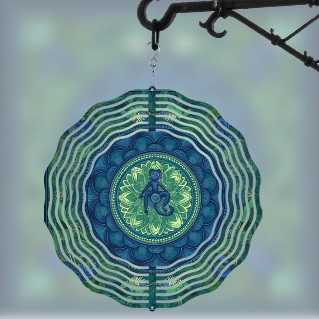 360 Degree Rotating Hook Metal Wind Chime 25.4 cm Battery Free Artistic Design for Garden Yard All Seasons Festival Decor