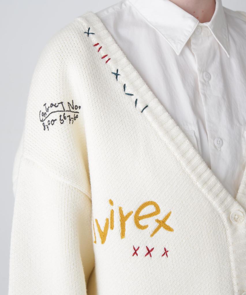 AVIREX HAND EMBROIDERY KNIT CARDIGAN Women's F 033 Off white 783-4241601