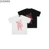 Zazomde Fashion Funny Print Tshirt Aesthetic Pink Pig Pattern Letter Slogan Short Sleeve Shirts Oversized Hip Hop Street Tees