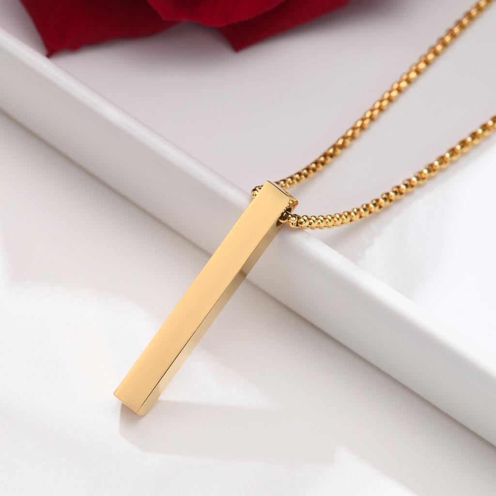 Vnox 5mm Pillar Necklace for Men Women, Stainless Steel 3D Bar Pendant, Minimalist Simple Casual Unisex Neck Collar