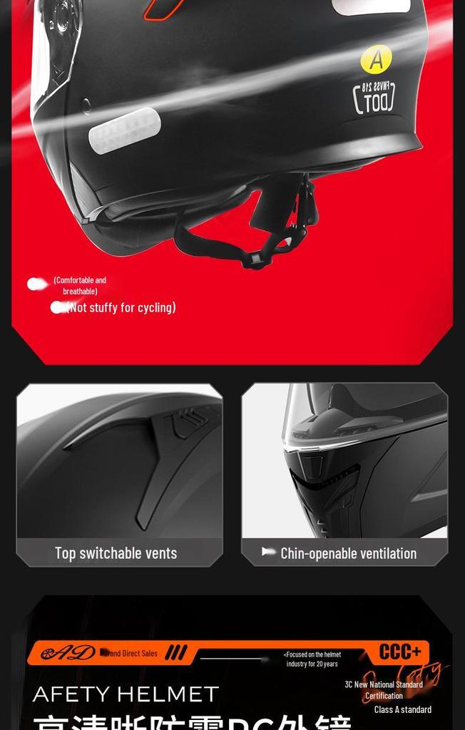 DOT Certified Unisex Flip-up Motorcycle Helmet: Stylish, All-Season Safety Taillight Design