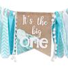 Big One Highchair Banner for 1st Birthday,First Birthday Banner for Baby Boys, Blue Highchair Banner, Pool Party Decorations for Kids Birthday, Cake