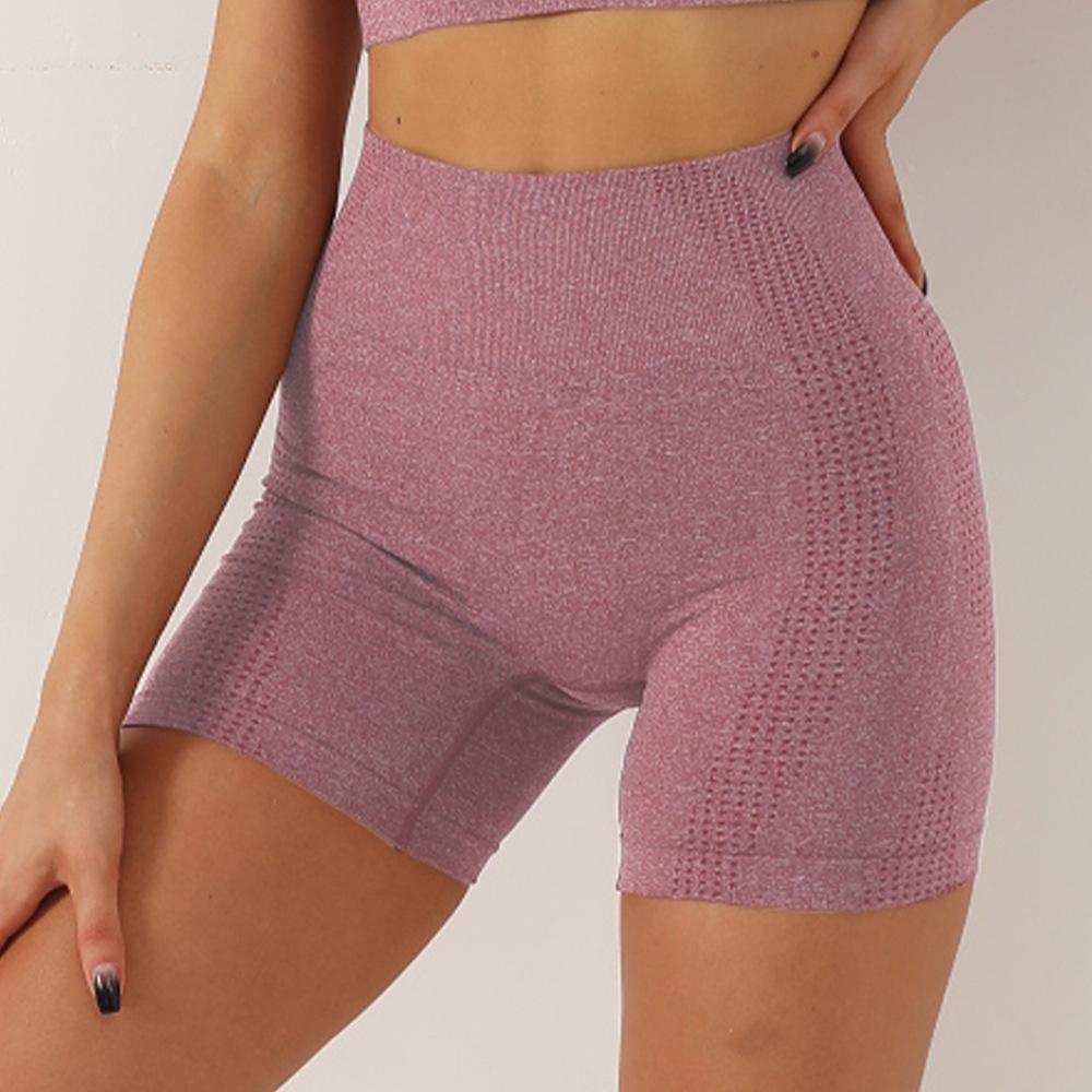 

Бесшовные шорты для йоги с высокой талией, контролем живота и эффектом лифтинга ягодиц, влагоотводящая спортивная одежда для женщин. M
