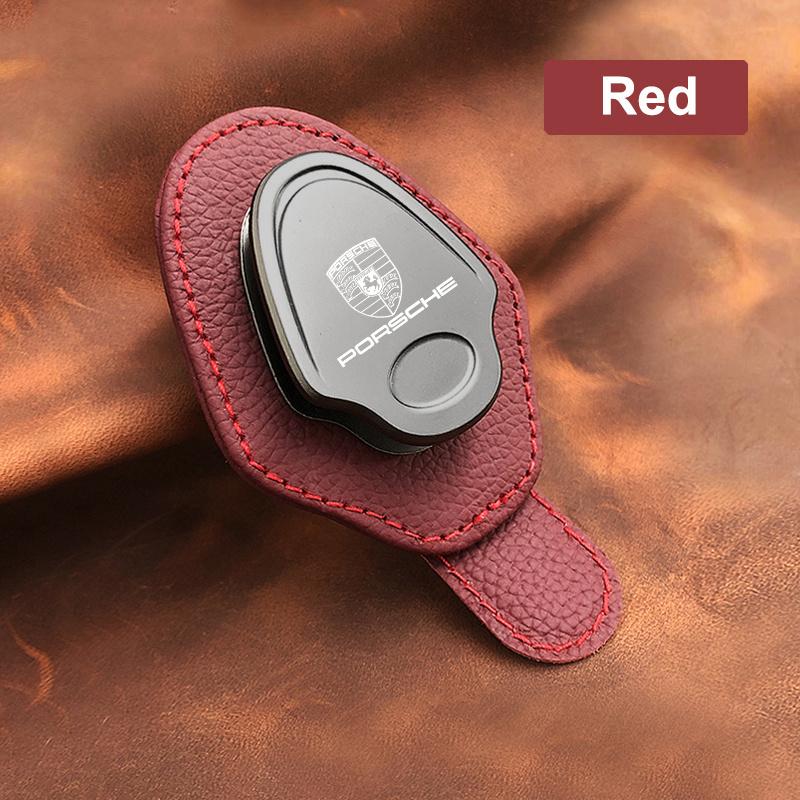1 PZ Portapenne per Parasole Auto Fermacarte per Occhiali da Sole per Porsche Cayenne Panamera Macan 911 718 Taycan Boxster Cayman 918 Pajun