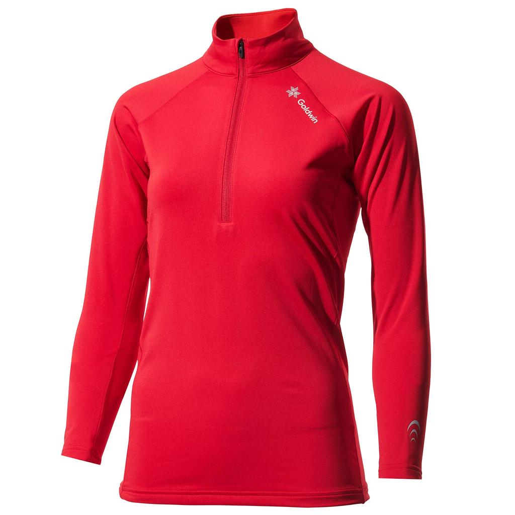 Goldwin C3fit Advanced Warm Long Sleeve Fire Size S Size Women's Zip-Up Top, Red, (Japan S)