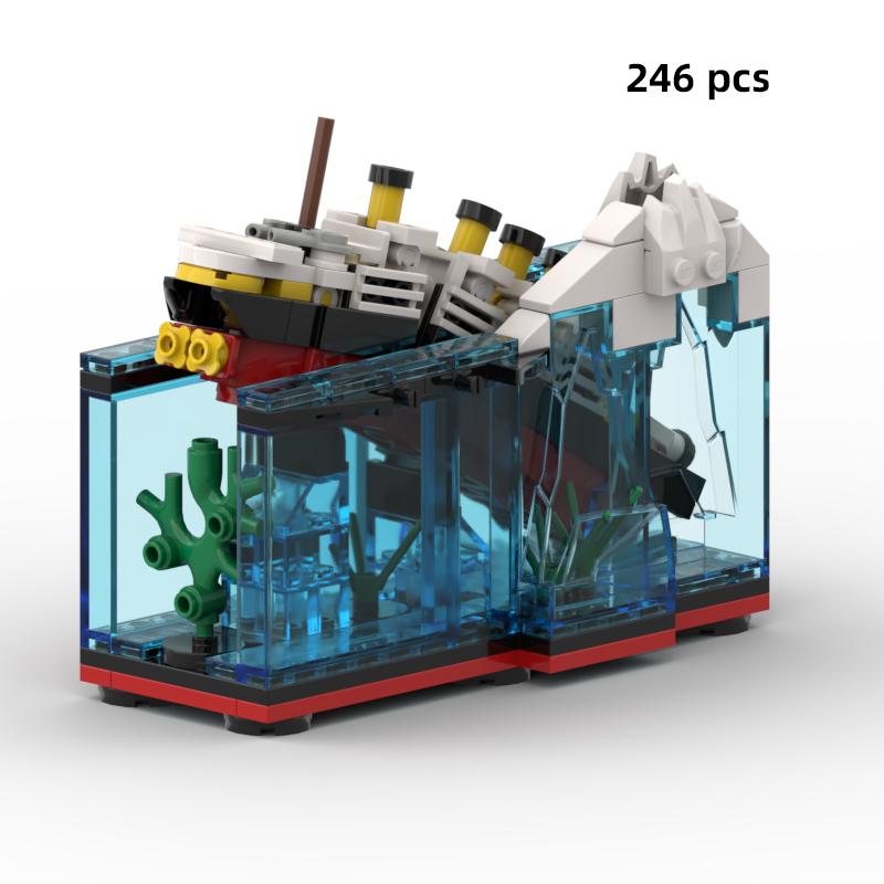 Titanic Cruise Ship Model MOC Break In Half Building Blocks Sea Life Fish Plant Bricks Boat Sets Display Assemble Toys