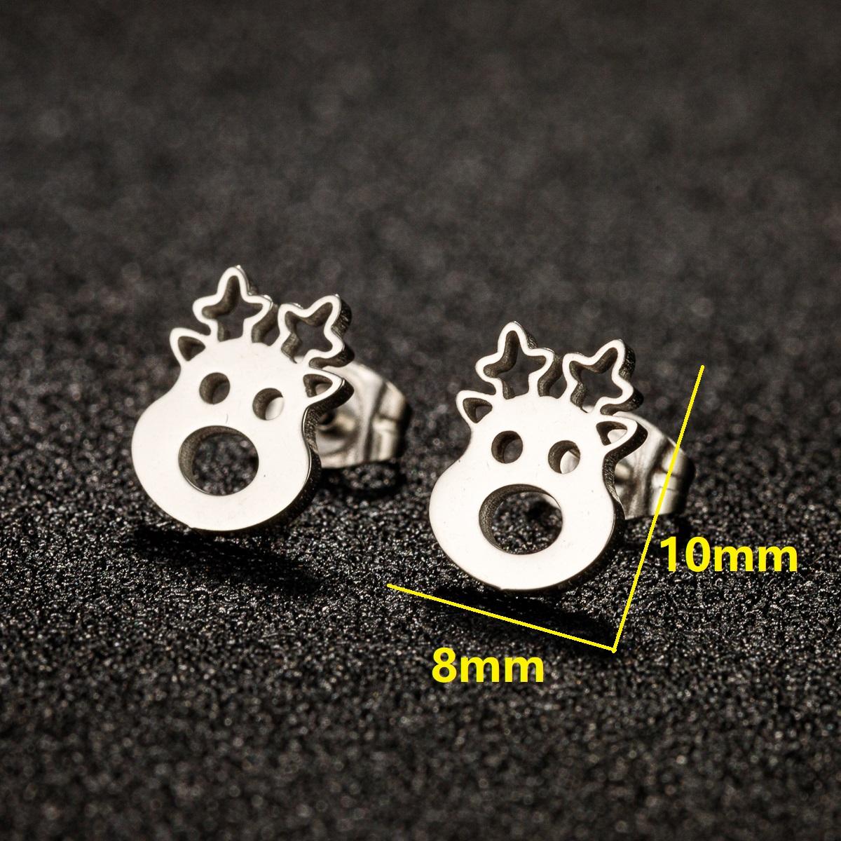 

New Fashion Stainless Steel Deer Earrings For Women Christmas Animal Ear Piercing Stud Earings Zircon New Year Gift Aretes