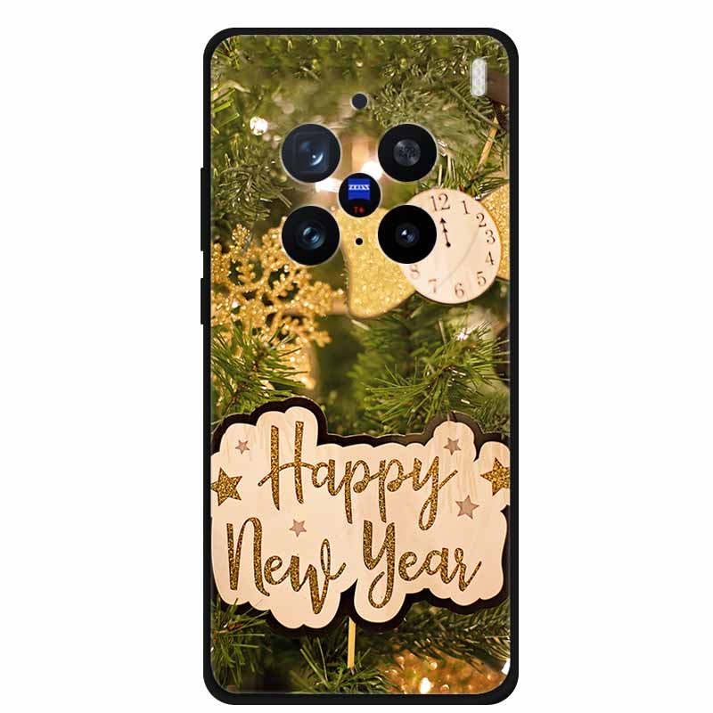 Christmas Cover For Vivo X200 Pro 6.78"Black Silicone Case For vivo X200 Pro mini 6.31" TPU Santa Claus ChristmasTree Back Cover