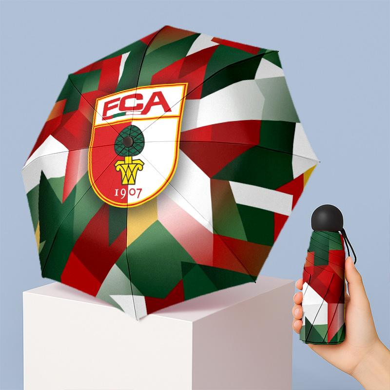 FC Augsburg FC Mini 5 Fold Pocket Umbrella Compact Lightweight Anti UV Rain Sun Protection Umbrella Portable Travel Umbrella