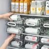 1/2Tier Soda Can Dispenser for Refrigerator Stackable Drink Organizer for Fridge, Clear Plastic Refrigerator Organizer Bins