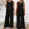 Women Summer 2 Piece Outfits Back Tank Top Sleeveless Hollow And Wide Leg Pants Set Boho