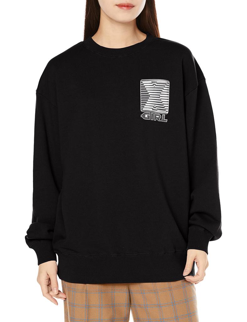 SHADE BOX LOGO SWEAT Size L X-girl TOP, Women's, Black,
