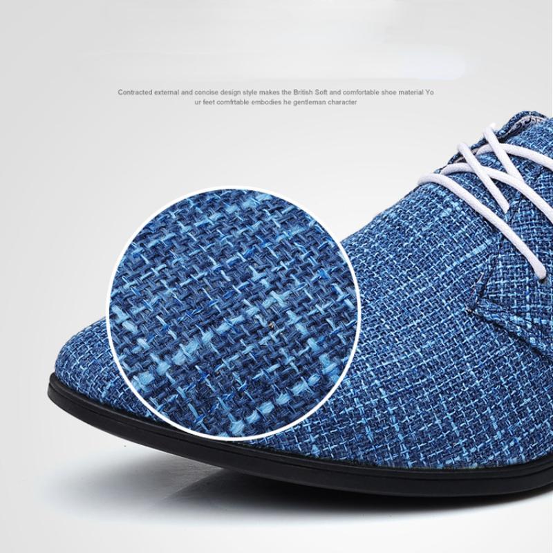 Oxford Shoes for Men Luxury Brand Men Dress Shoes Breathable Pointed Toe Linen Canvas Shoe Business Men Casual Shoes Size 38-48