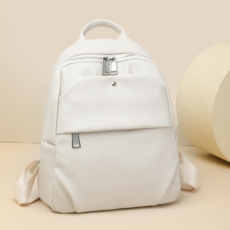 Backpack Women's New Outdoor Leisure Backpack Solid Color Large Capacity Simple Texture Backpack Small Schoolbag