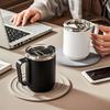 Vacuum Cup Insulated Stainless Steel Coffee Cup Mug Heatable Portable with Lid Handle Home Office Water Cups Drinking Utensils