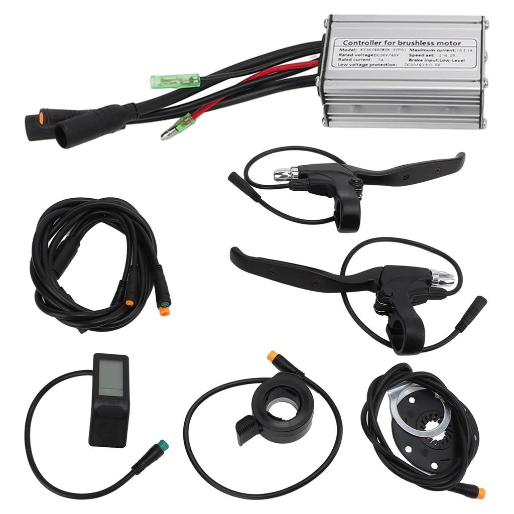 36V 48V 250W Brushless Motor Controller Kit 15A Controller LCD4 Panel 130X Thumb Throttle 8C Power