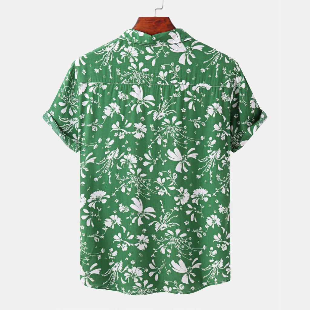 2022 Men's European Size Floral Short-Sleeve Hawaiian Beach Vacation Shirt
