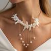 Vacation Style Natural Shell Piece Bead Necklace Bohemian Crushed Stone Imitation Pearl Tassel Necklace