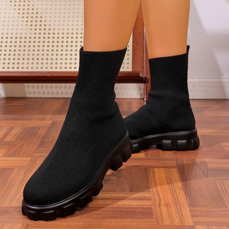 Fashion Spring/Autumn 2025 Women's Shoes Stretch Boots Plus Size Flyweave Booties