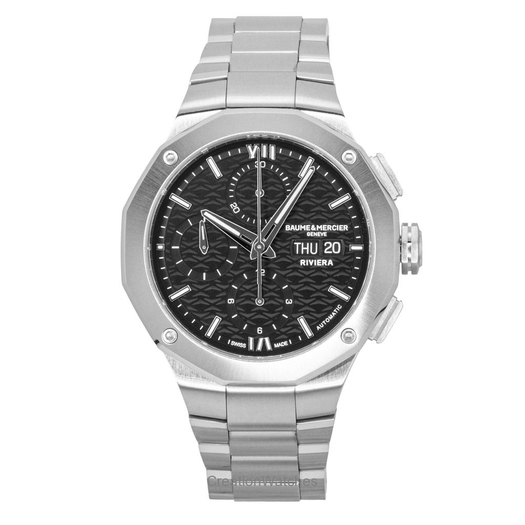 baume & mercier Riviera Chronograph Edelstahl Schwarzes Zifferblatt Automatik M0A10825 100M Herrenuhr