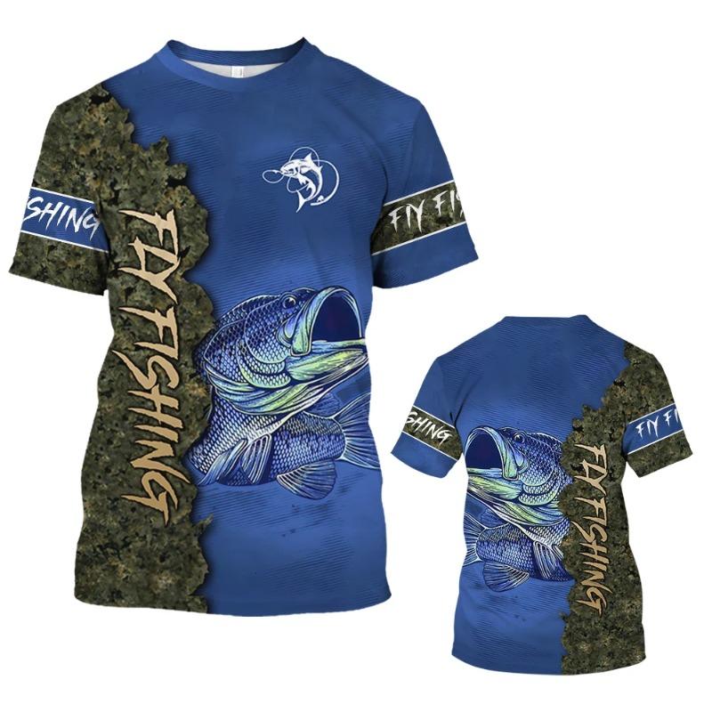 Fashion 3D Fish Print Men's T Shirt Casual O-neck Short Sleeve