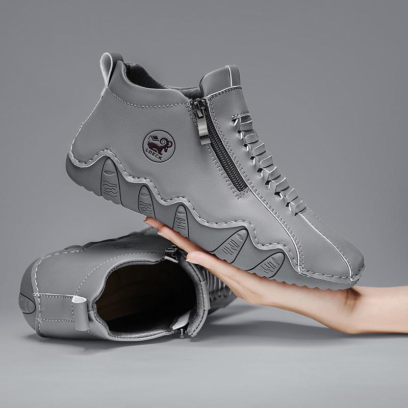 Popular women's shoes large size women's Martin boots medium top leather boots outdoor casual shoes women's short boots