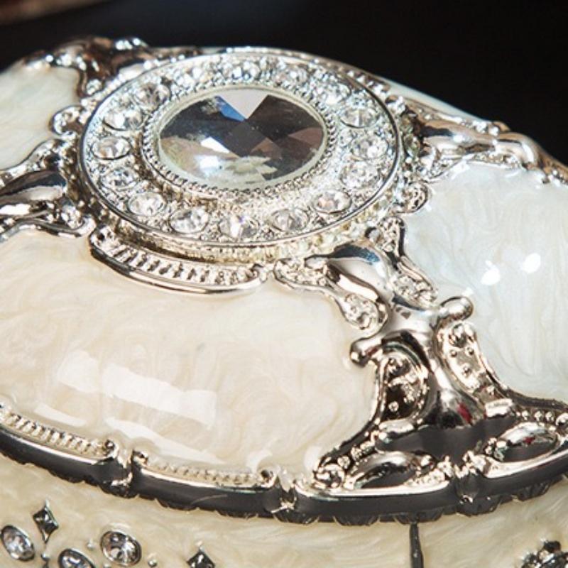 European Style Necklace Storage Box  ,Oval Alloy Large Inlaid Gem Ring Storage Jar Dresser Necklace Organizer Display Case