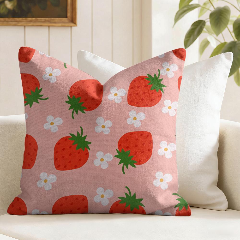 Strawberry Pattern Cushion Cover Natural Linen Pillow Cover DoubleSided Print Cushion Cover for Sofa Home Decor