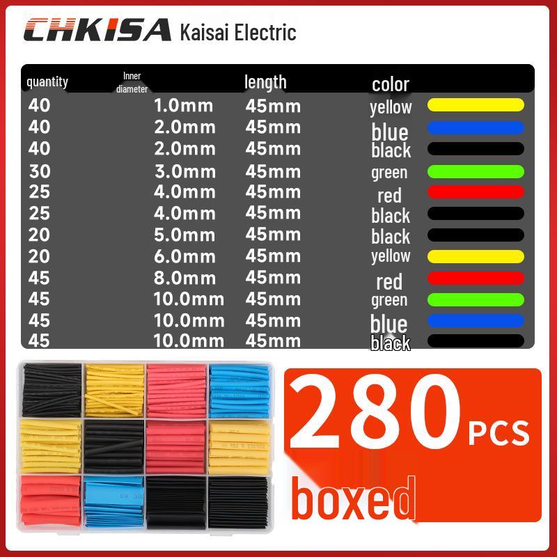 Boxed and Bagged Colored Heat Shrink Tubes - 530pcs Insulation Sleeves and 560pcs Electrician Wiring Tubes