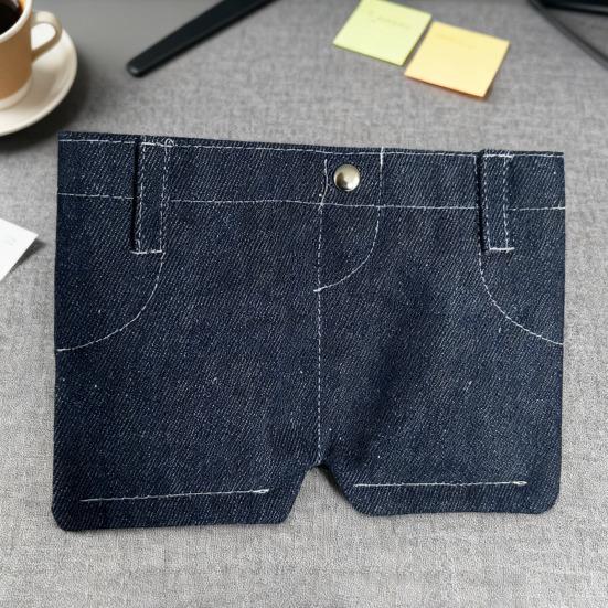 Mini Jeans Lommebok Morsom Denim Myntpung Retro Stil Bifold Lommebok med Kortholder Bærbar Lomme Bukselommebok for Kort Nøkler Kontanter