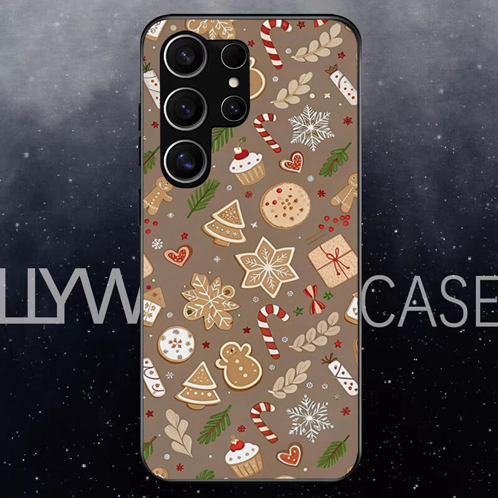 Christmas Santa Claus Snowman Phone Case For Samsung S25 Edge Ultra S23 S22 S21 S20 Ultra Plus S24 Fe A54 A53 A25 Glass Cover