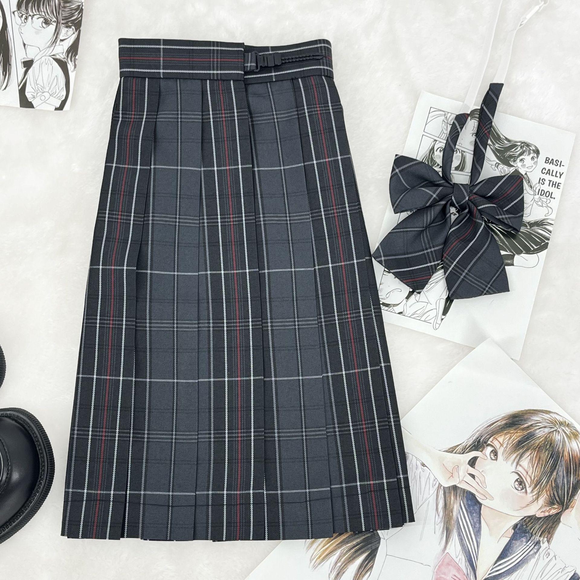

Xuanmo High Waist Pleated A-line JK Uniform Skirt for Female Students S
