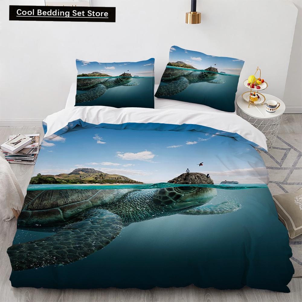 3D Octopus Duvet Cover King Queen Size Cute Cartoon Ocean Animal Bedding Set for Kids Teens Sealife 2/3pcs Polyester Quilt Cover