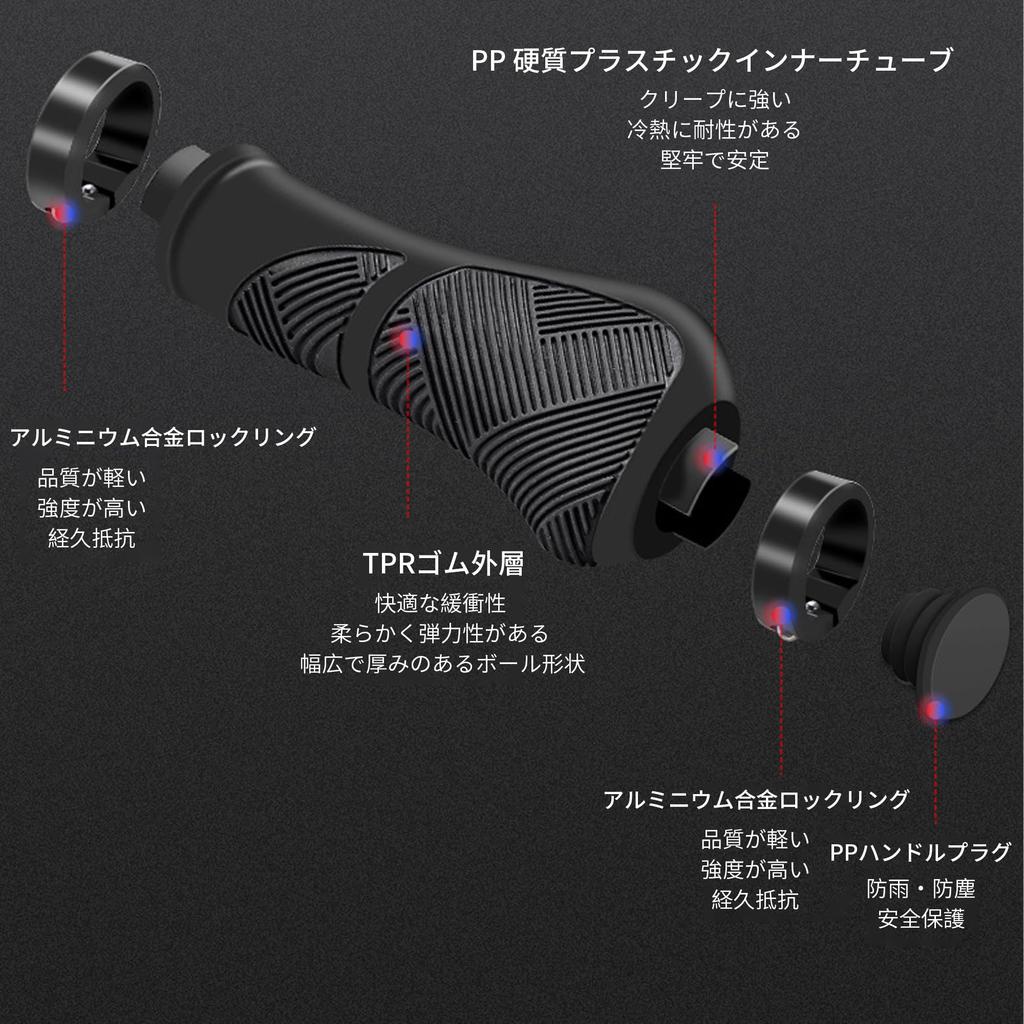 REYLNXR Bicycle Ergo Grips for Cross Short and with Dual Alloy Flat Paw Highly Elastic TPR Compatible with Mountain Diameter Grips, Bikes, Long,