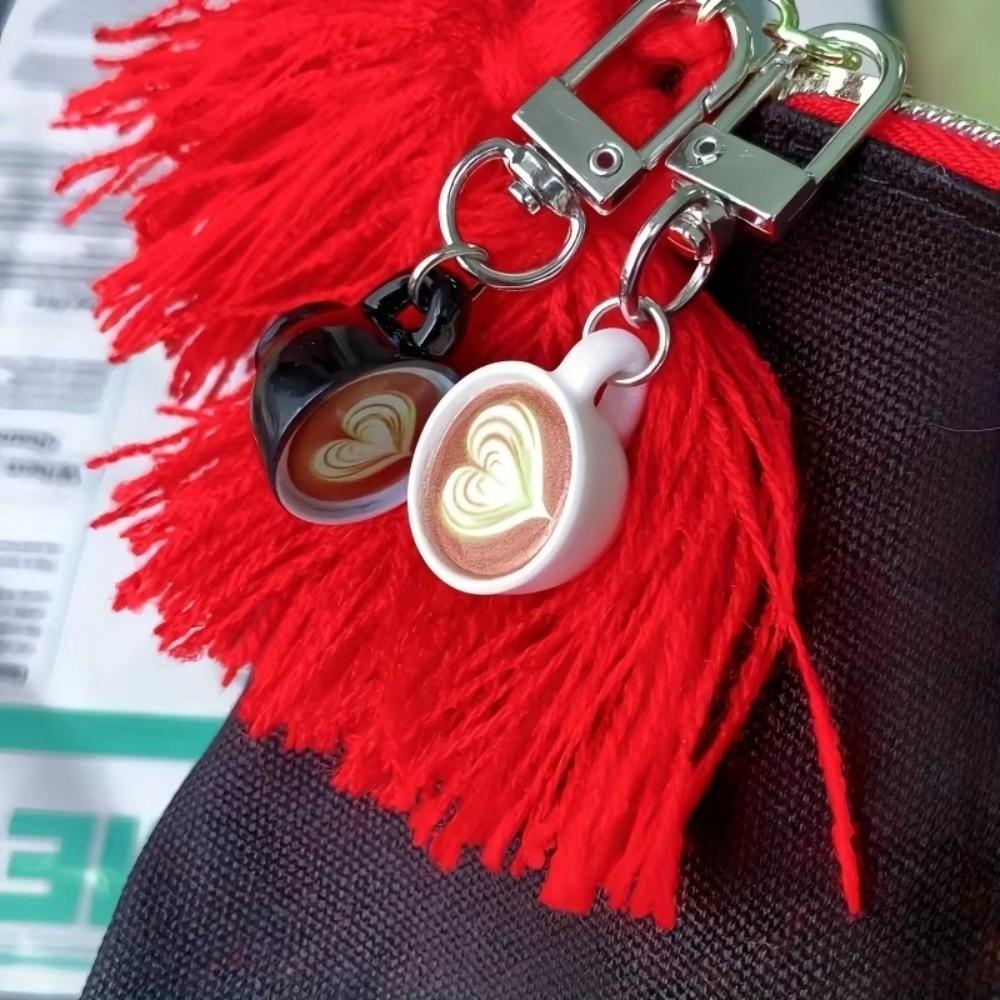 Fashion Mini Coffee Cup Keychain For School Backpack Gift Couples Friends Bag Charm Pendant Cute Cartoon Key Ring For Girls