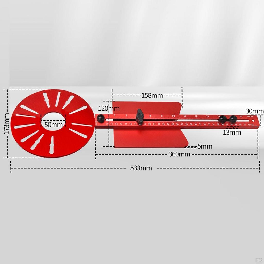Trimming Machine Circle Cutting Jig Sturdy Adjustable Aluminium Alloy Practical for Wood Processing