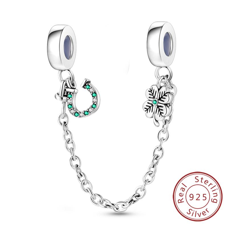 New Original Safety Chain Clasp Clip Charm Bead Copper Heart Bow Star Moon Fit Bracelet Diy Woman Girl Jewelry Gift