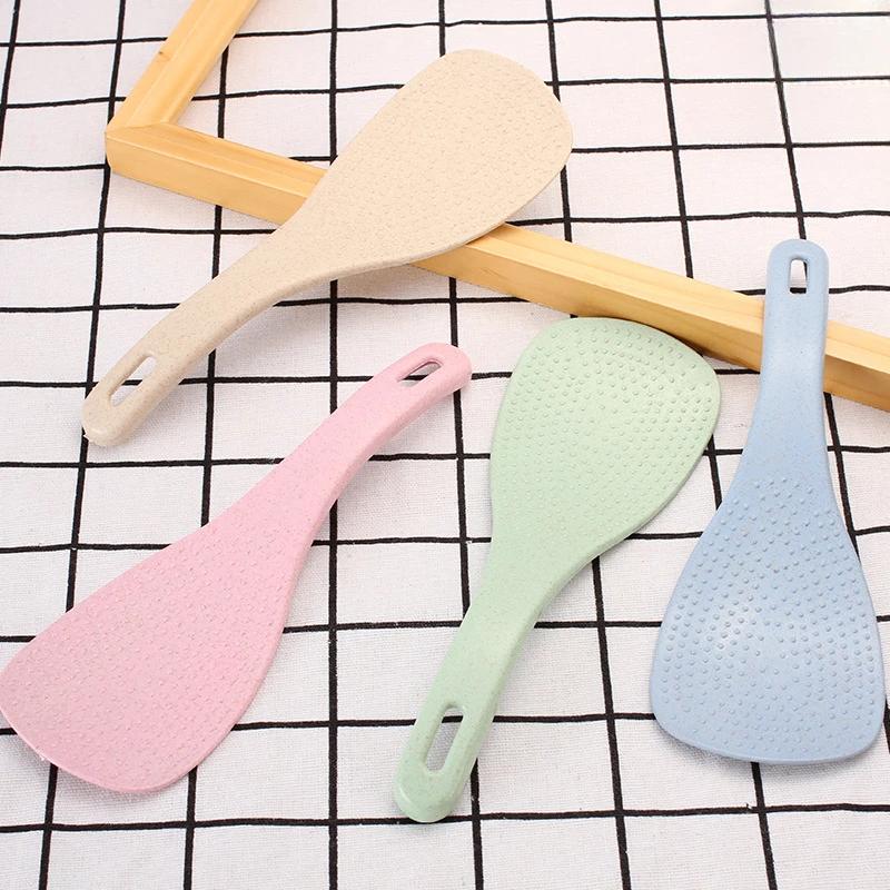 Wheat Straw Rice Spoon Non-stick Kitchen Rice Spoon Cooker Long Handle Rice Spatula  Accessoires De Cuisine