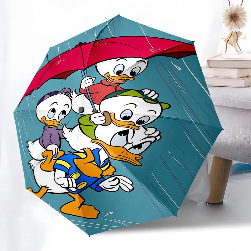 

Donald Duck and Nephews Automatic Opening and Closing Umbrella, Lightweight 3-Fold, With Cute Cartoon Characters, Suitable for Home, Outdoor
